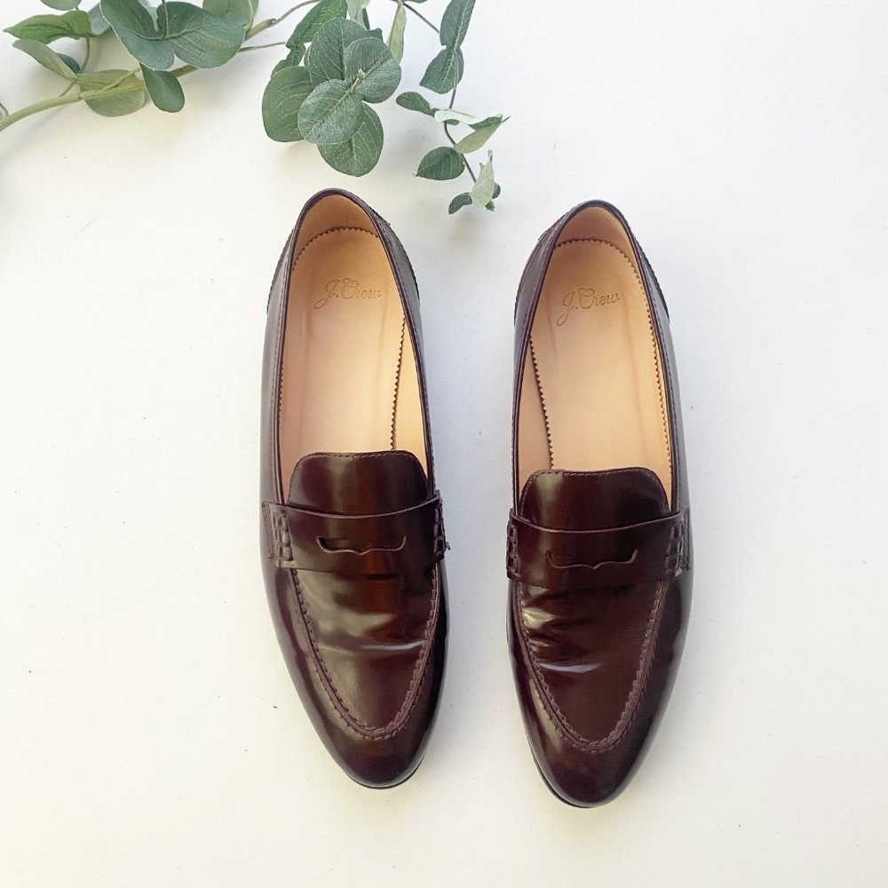 J. Crew Academy Penny Brown Leather Loafers Shoes - Picture 1 of 7